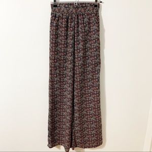 BCBGeneration High Rise Geometric Patterned Pant Wide Elastic Waistband Pockets